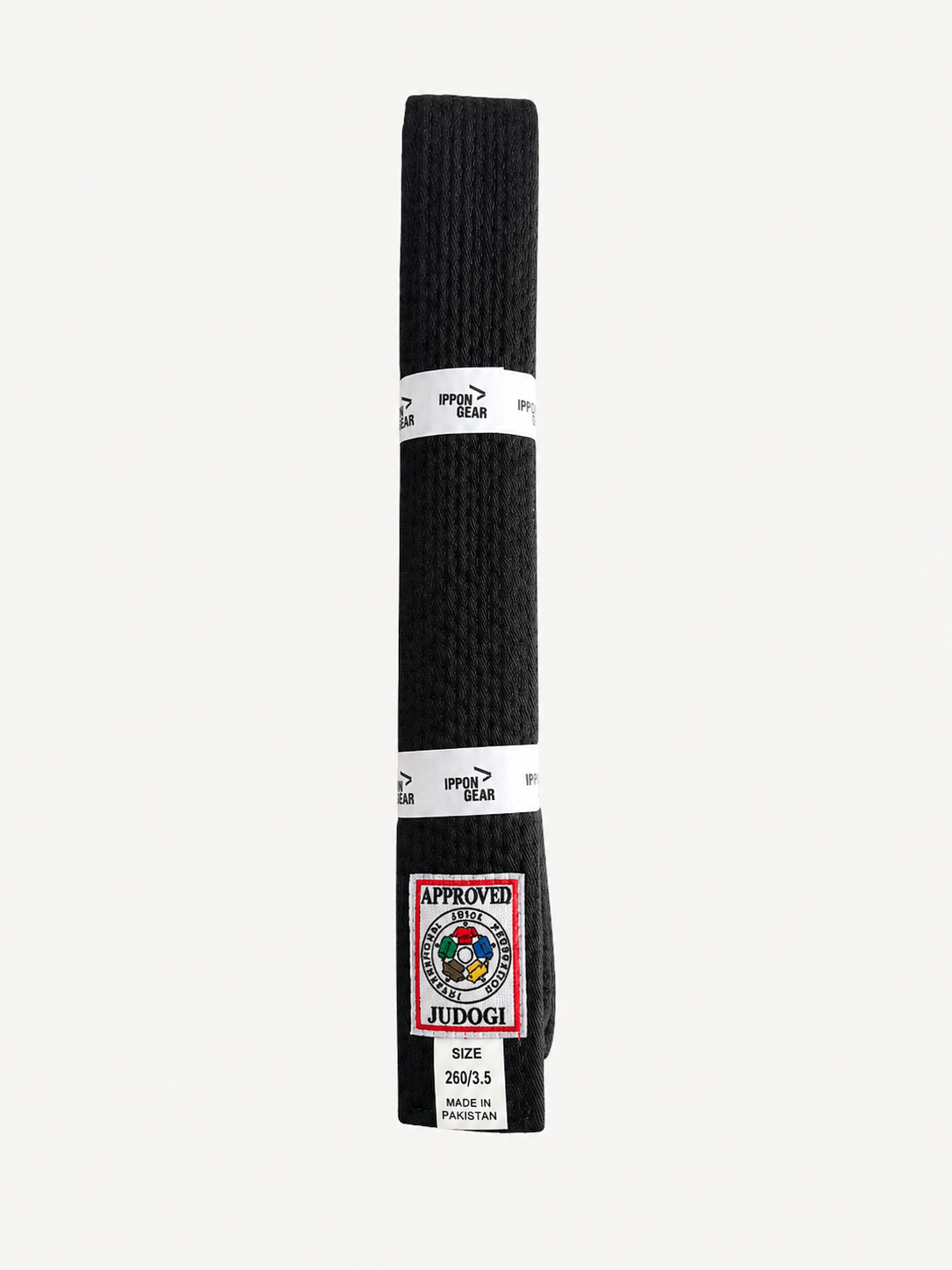 Чорний ліцензійний пояс для дзюдо IPPONGEAR, серія IJF, довжина 340 см 2