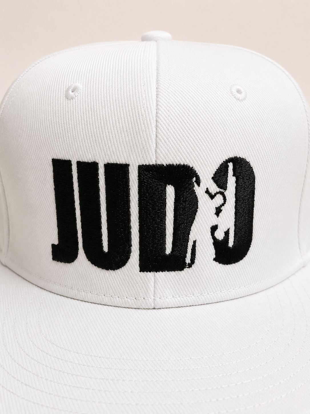 Біла бейсболка TM KINTAYO з вишивкою JUDO/ДЗЮДО, з прямим козирком 5