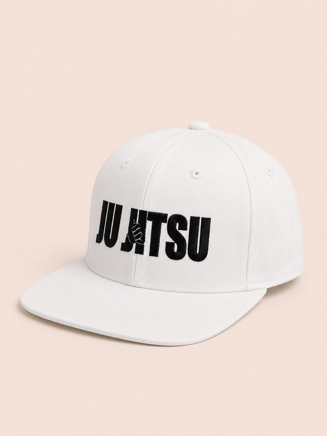 Біла бейсболка TM KINTAYO з вишивкою JIU JITSU/ДЖИУ ДЖИТСУ, з прямим козирком 2