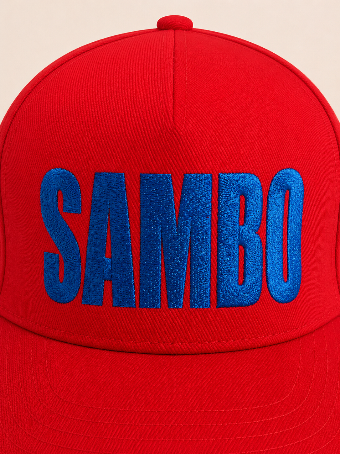 Червона бейсболка TM KINTAYO з вишивкою SAMBO/САМБО, з прямим козирком 5