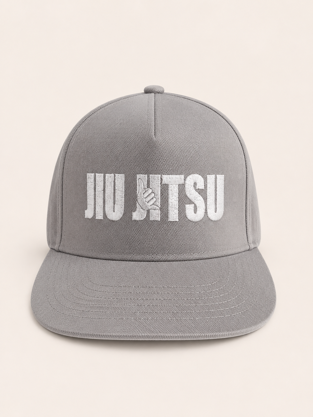 Сіра бейсболка TM KINTAYO з вишивкою JIU JITSU/ДЖИУ ДЖИТСУ, з прямим козирком 1