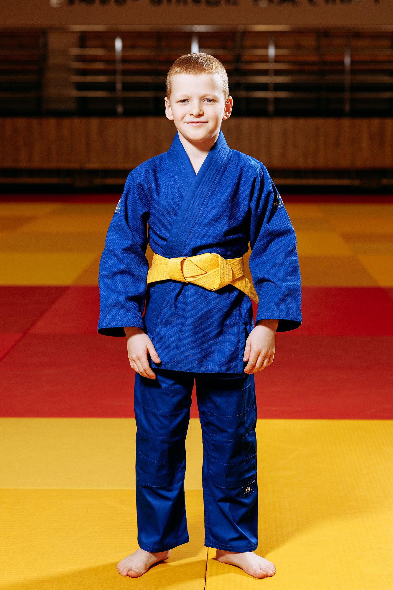 Синє дитяче кімоно для хлопчиків, дзюдо, TM BUDOGI серія BEGINNER, зріст 110 см, щільність 350 гр/м.кв. 1