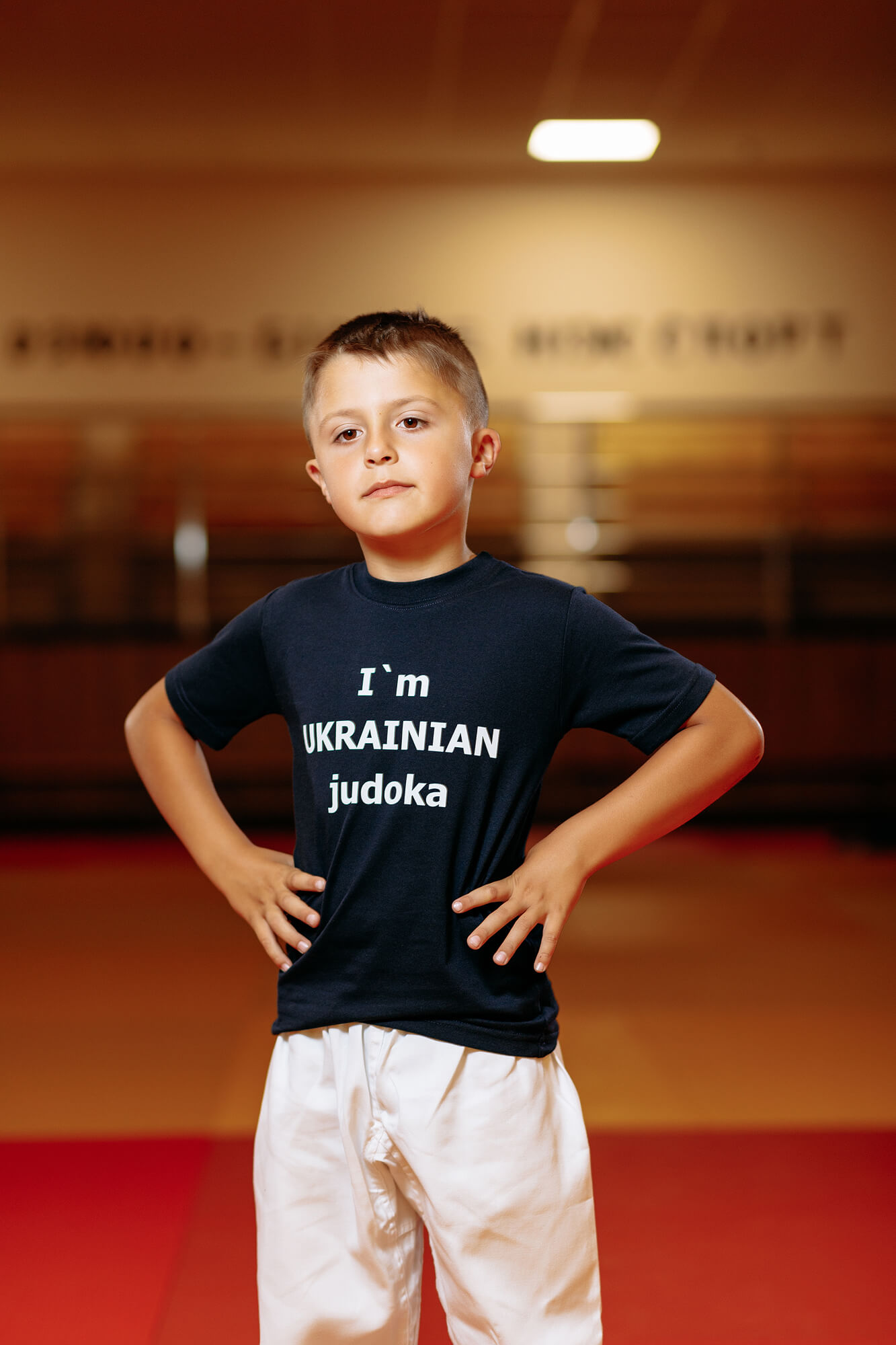 Дитяча футболка темно-синя з написом "I am Ukrainian judoka" - Розмір: 38 1