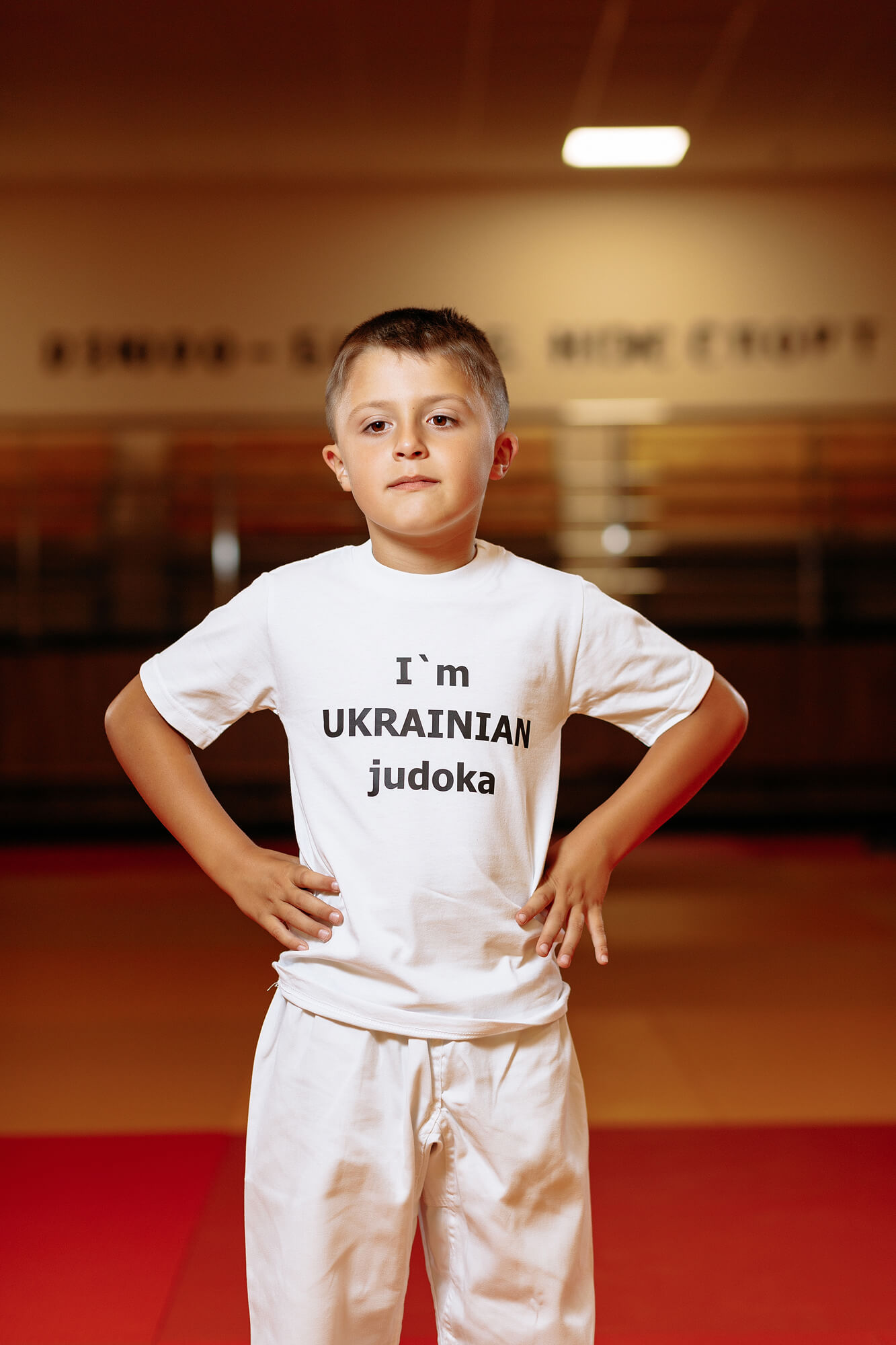 Дитяча футболка біла з написом "I am Ukrainian judoka" - Розмір: 40 1